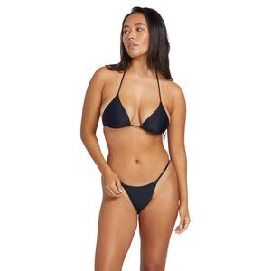 NWT Volcom Womens Juniors Bikini Top Swim Triangle O1412308 Black S